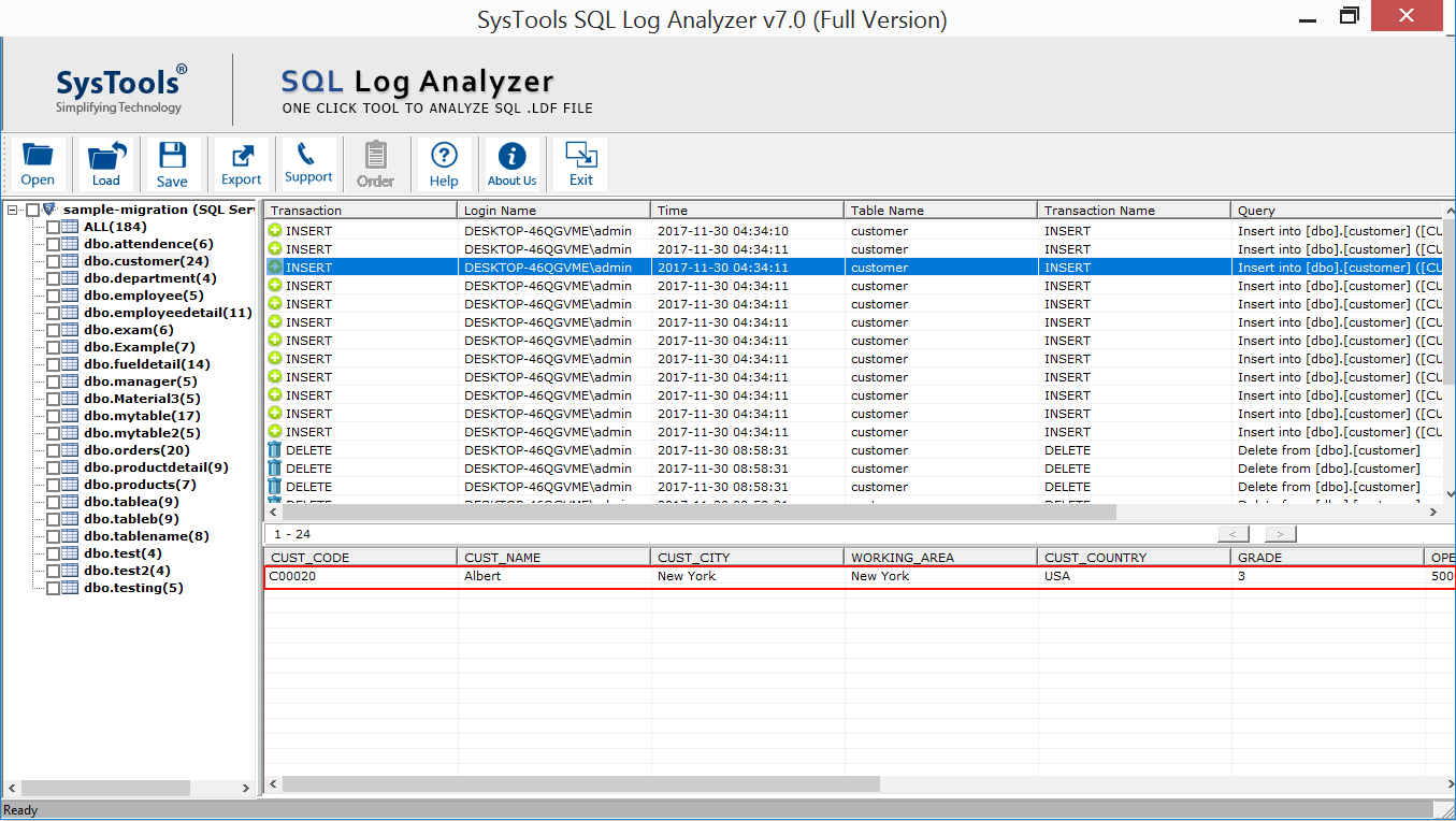 Sql Log Analyzer Open View Read And Export Transactions Log Ldf Files 5945